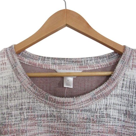 Christopher Banks CJ Pink White Gray Textured Knit Top XL 3/4 Sleeves Pockets - Picture 3 of 11